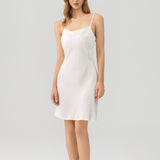 Relaxed Fit Silk Cowl Neck Nightgown In White