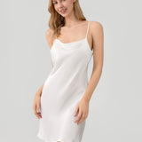 Relaxed Fit Silk Cowl Neck Nightgown In White