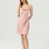 Relaxed Fit Silk Cowl Neck Nightgown In Pale Pink