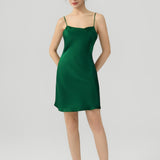 Relaxed Fit Silk Cowl Neck Nightgown In Green