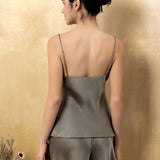 Women’s Pure Silk Camisole Pajama Set In Olive Green