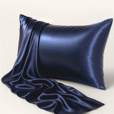 Mulberry Silk Pillowcase – 19 Momme – Navy Blue Envelope Closure – Standard