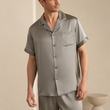 Men’s Classic Short Silk Pajama Set In Olive Green