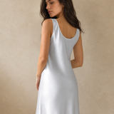 100% Mulberry Silk Sleeveless Short Nightgown – Pale Blue