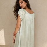 Women's Mulberry Silk Square Neck Cap Sleeve Nightgown In Matcha