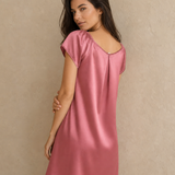 Women's Mulberry Silk Square Neck Cap Sleeve Nightgown In Pale Mauve