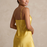 Mulberry Silk Short Slip Nightgown In Lemon