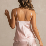100% Mulberry Silk Camisole & Shorts Set In Pale Pink