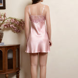Mulberry Silk Chemise Nightgown with Lace in Pink