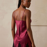 Women's Mulberry Silk Long Robe & Lace Nightgown Set In Burgundy