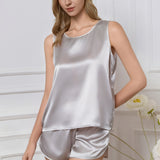 Silk Tank & Shorts Pajama Set – Gray