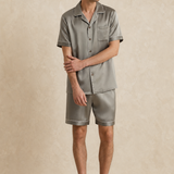 Men’s Classic Short Silk Pajama Set In Olive Green