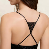 Silk Lace Mini Slip Nightgown – Black
