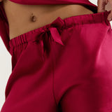 Luxury Silk Camisole Pajama Set & Eye Mask – 100% Mulberry Silk Christmas Gift for Her | Burgundy Red