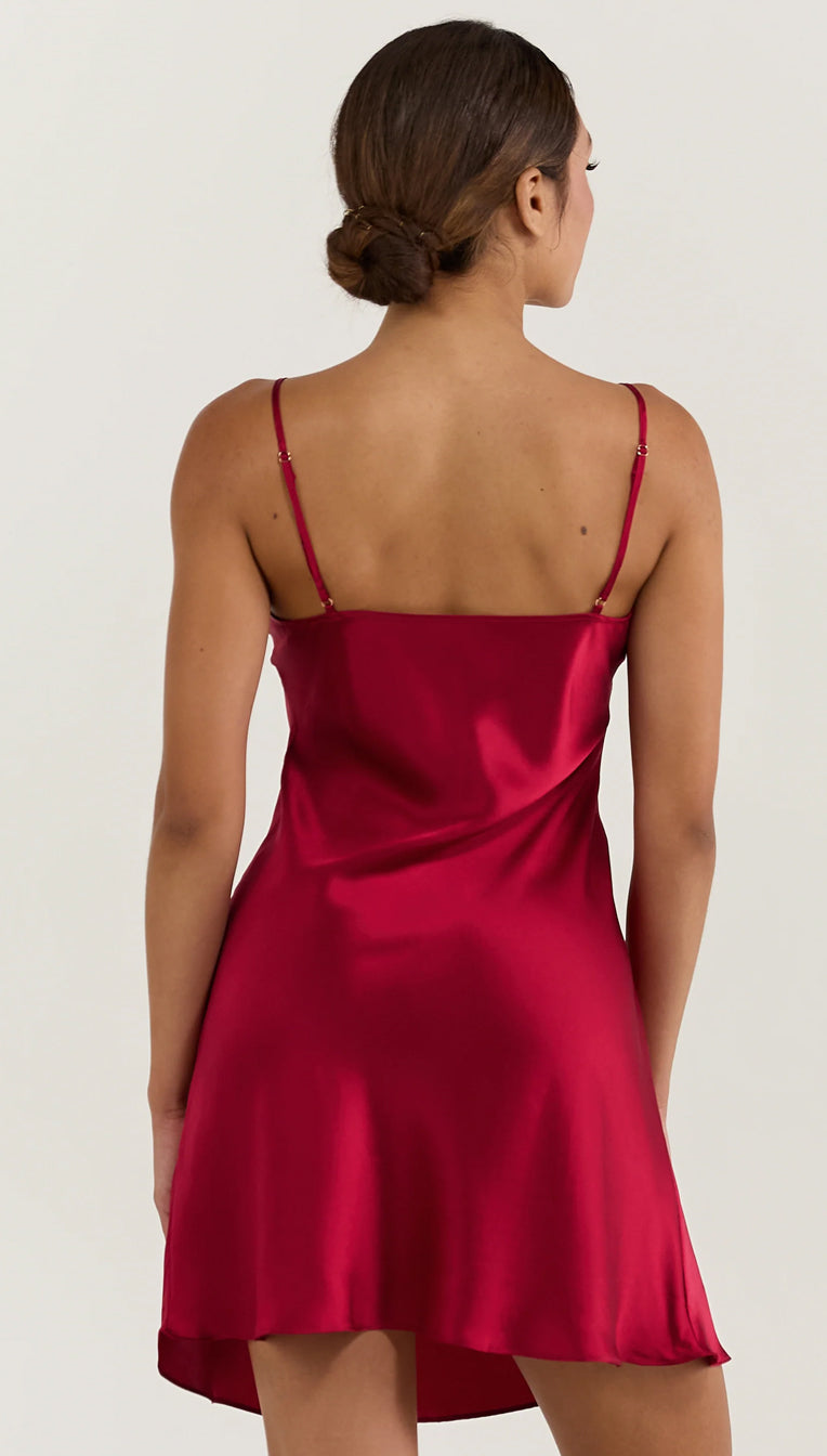red short slip dress short red satin dress Red Satin Short Slip Dress IRHAZ
