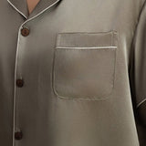 Men’s Classic Short Silk Pajama Set In Olive Green