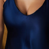 Mulberry Silk Short Slip Nightgown In Navy Blue