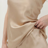 Luxury Silk Camisole Pajama Set & Eye Mask – 100% Mulberry Silk Christmas Gift for Her | Champagne