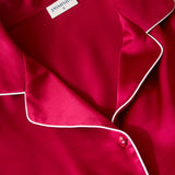 Luxury Silk Short-Sleeve Pajama Set & Eye Mask – 100% Mulberry Silk Gift for Her | Burgundy Red