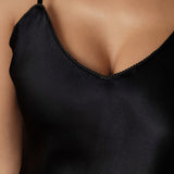 Mulberry Silk Short Slip Nightgown In Black
