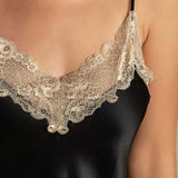 100% Mulberry Silk Lace Trim V-Neck Short Nightgown In Cream