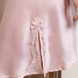 Silk Lace Mini Slip Nightgown – Pale Pink