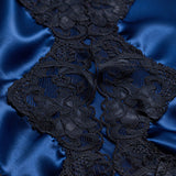 Luxury Silk Lace Slip Dress & Eye Mask Gift Set for Women – Navy Blue