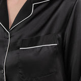 Silk Long-Sleeve Pajama Set & Eye Mask – 100% Mulberry Silk Gift Set for Women | Black