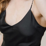 Luxury Silk Camisole Pajama Set & Eye Mask – 100% Mulberry Silk Christmas Gift for Her | Black