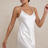 Mulberry Silk Short Slip Nightgown In White