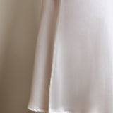 Silk V-Neck Lace Trim Slip Nightgown – White Midi Dress