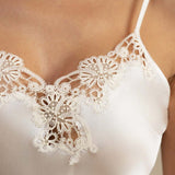 100% Mulberry Silk Criss-Cross Back Slip Nightgown In White