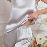 Silk Tank & Shorts Pajama Set – Gray
