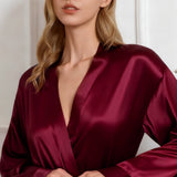 Long Silk Robe – Burgundy Red Dressing Gown