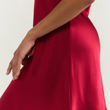 100% Mulberry Silk Short Slip Dress & Eye Mask – Luxury Gift for Her | Burgundy Red