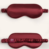 Luxury Silk Short-Sleeve Pajama Set & Eye Mask – 100% Mulberry Silk Gift for Her | Burgundy Red
