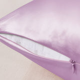 Lavender silk pillow case with zipper – soft and breathable