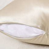 Champagne silk pillow case – soft hidden zipper silk pillowcase for hair