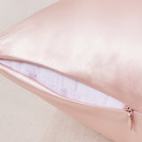 Pale pink silk pillow case – best silk pillowcase with hidden zipper detail