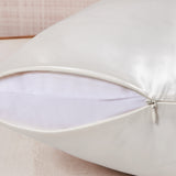 White silk pillow case – soft hidden zipper best silk pillowcase detail