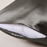 Dark gray silk pillowcases with zipper – anti-frizz & wrinkle resistant