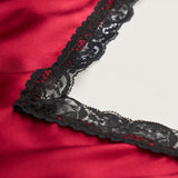 Luxury Silk Lace Slip Dress & Eye Mask Gift Set for Women – Burgundy Red