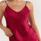 Luxury Silk Camisole Pajama Set & Eye Mask – 100% Mulberry Silk Christmas Gift for Her | Burgundy Red