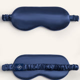 Silk Long-Sleeve Pajama Set & Eye Mask – 100% Mulberry Silk Gift Set for Women | Navy Blue