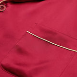 Men's Silk Long-Sleeve Pajama Set & Eye Mask Gift Set — Burgundy Red