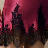 Women's Mulberry Silk Long Robe & Lace Nightgown Set In Burgundy