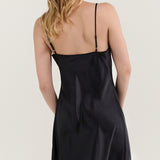 100% Mulberry Silk Short Slip Dress & Eye Mask – Luxury Gift for Her | Black