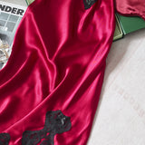 Luxury Silk Lace Slip Dress & Eye Mask Gift Set for Women – Burgundy Red