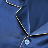 Men's Silk Short-Sleeve Pajama Set & Eye Mask Gift Set — Navy Blue