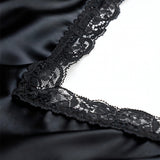 Luxury Silk Lace Slip Dress & Eye Mask Gift Set for Women – Black